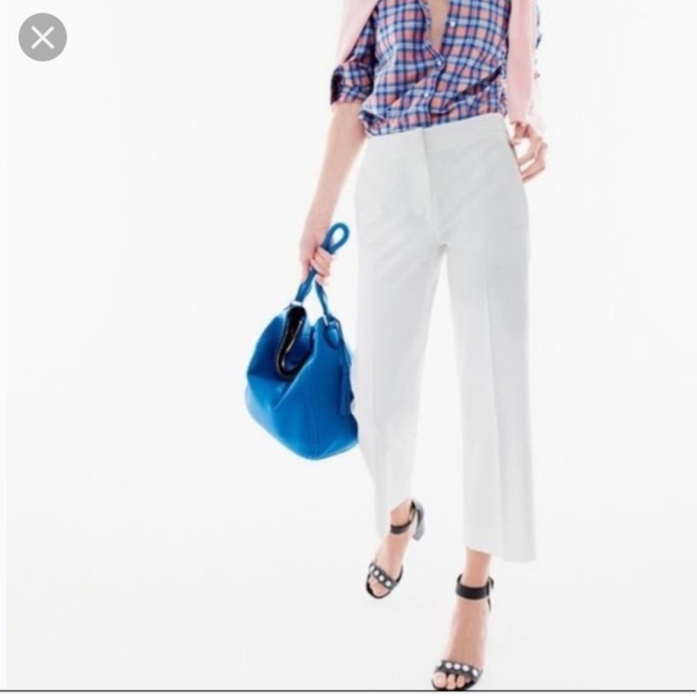 White Boot Cut Crop Pants - Classic Women's Flare